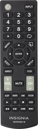Insignia™ - Remote for Select Insignia™ TVs - Black - Larger Front