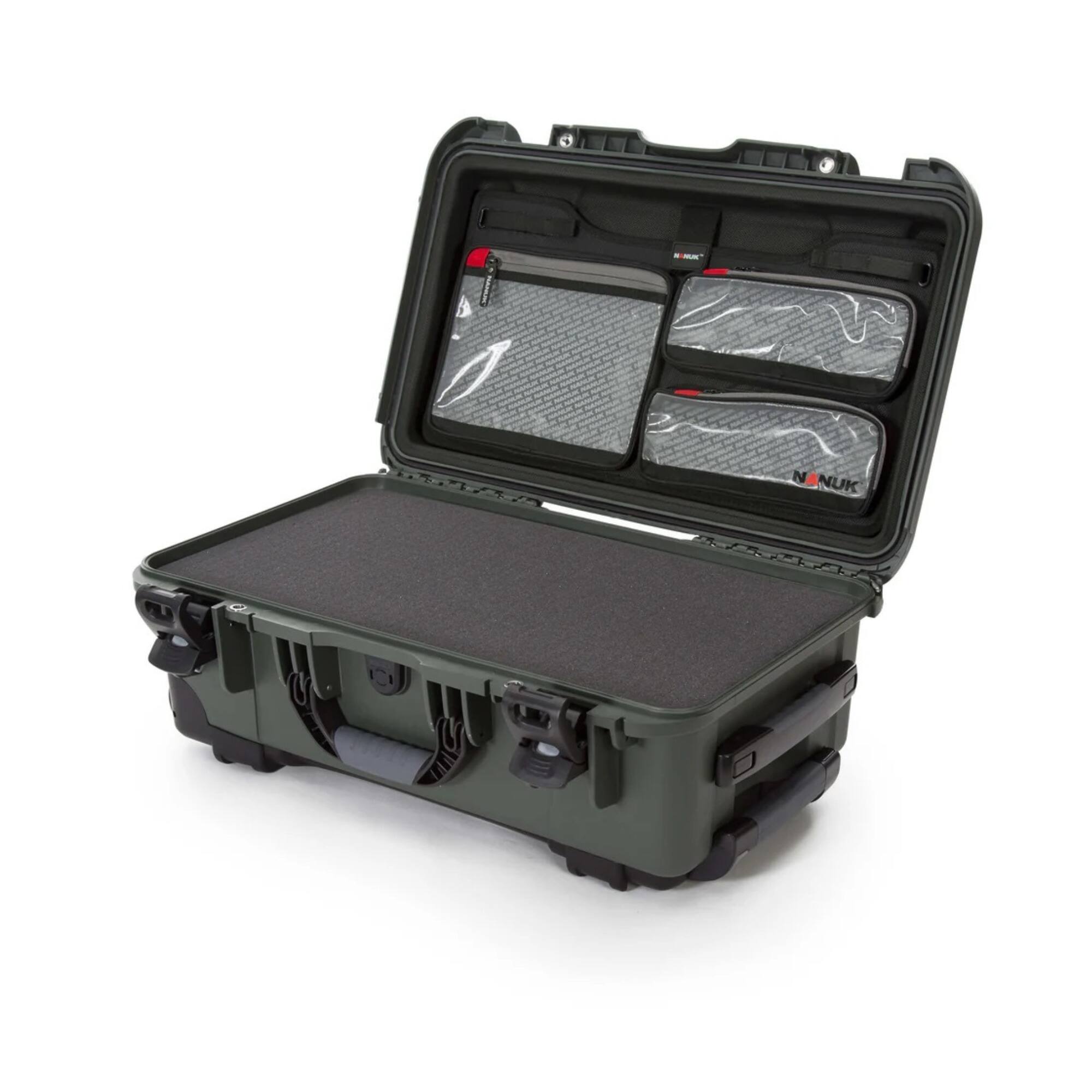 Left. NANUK - Nanuk 935 Waterproof Wheeled Hard Case with Padded Dividers (Olive).