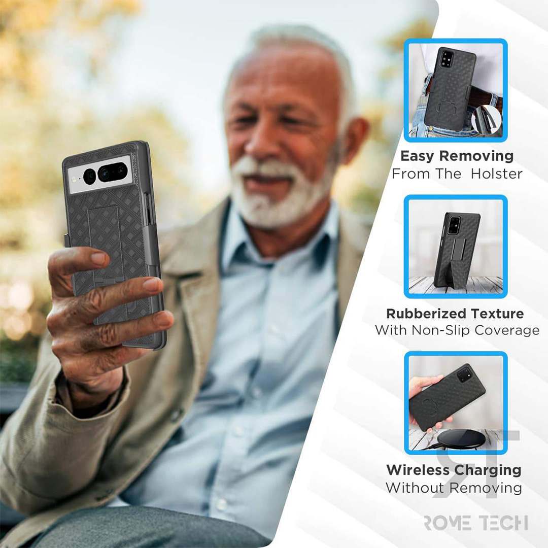 Easy Removing From The Holster  
Rubberized Texture With Non-Slip Coverage  
Wireless Charging Without Removing  

ROME TECH