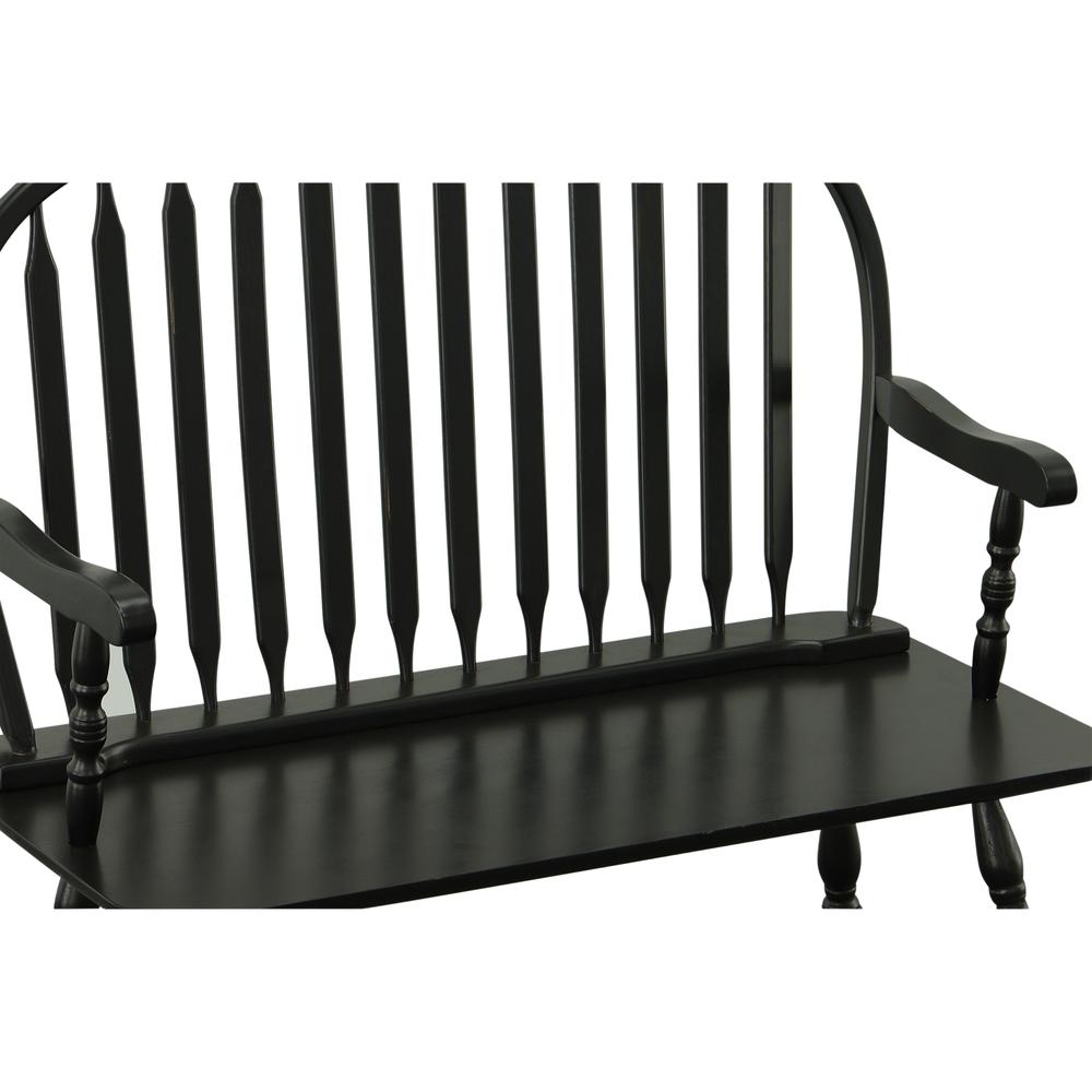 Back. Carolina Chair & Table - Windsor Bench - Antique Black - Antique Black.