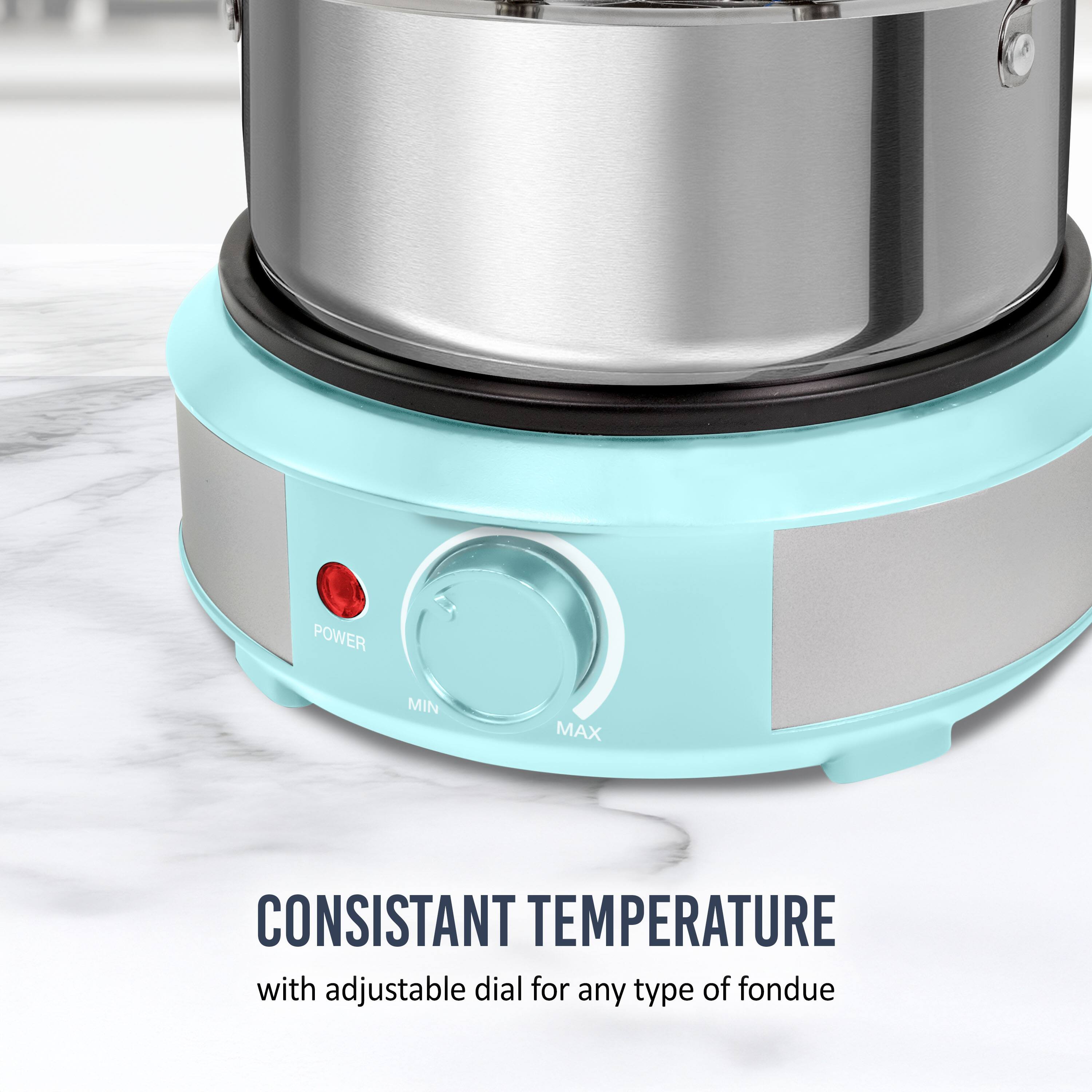 POWER MIN MAX CONSISTANT TEMPERATURE with adjustable dial for any type of fondue