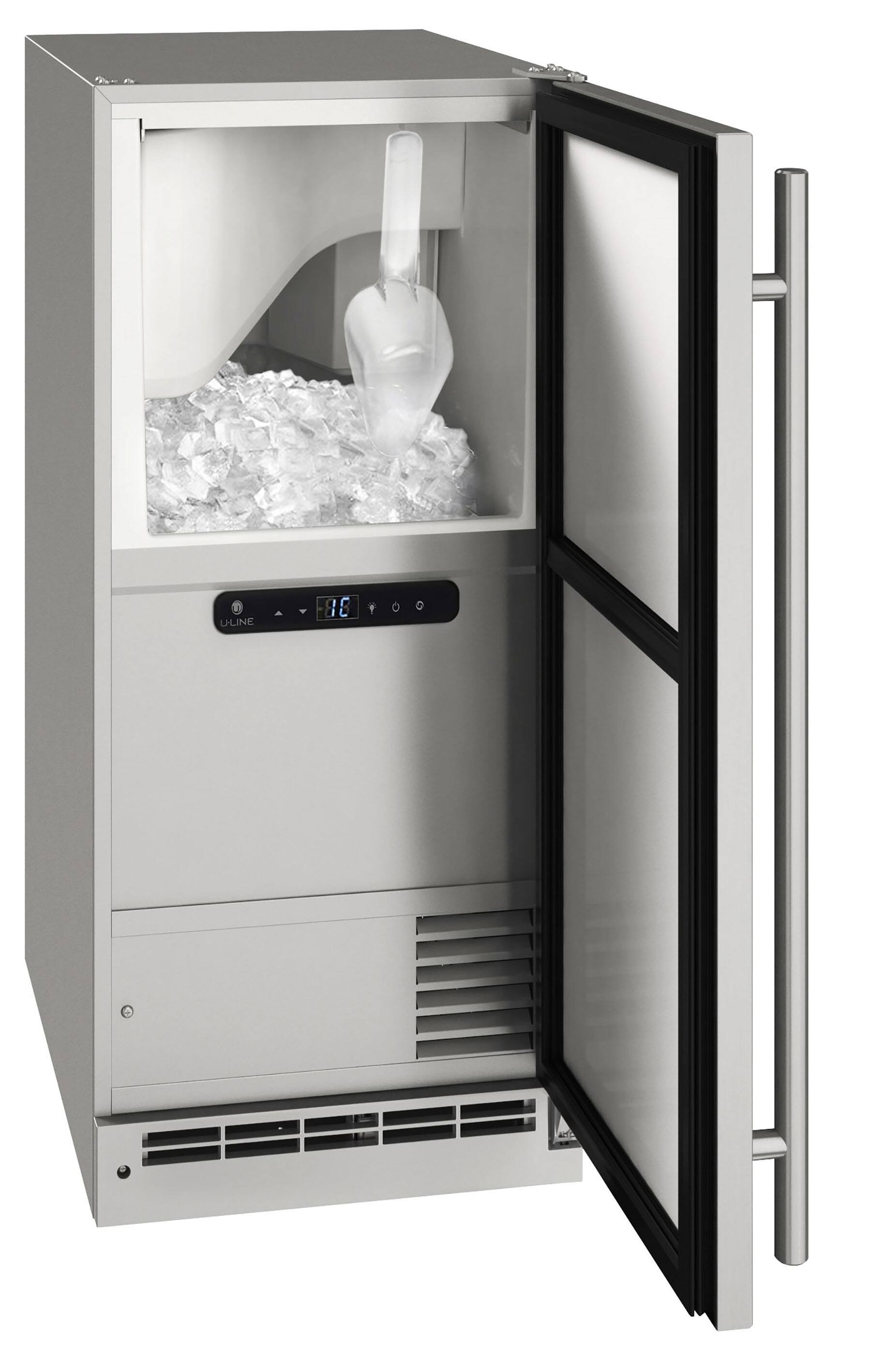 U-Line - 15" 55-lb Freestanding Icemaker - Stainless Steel
