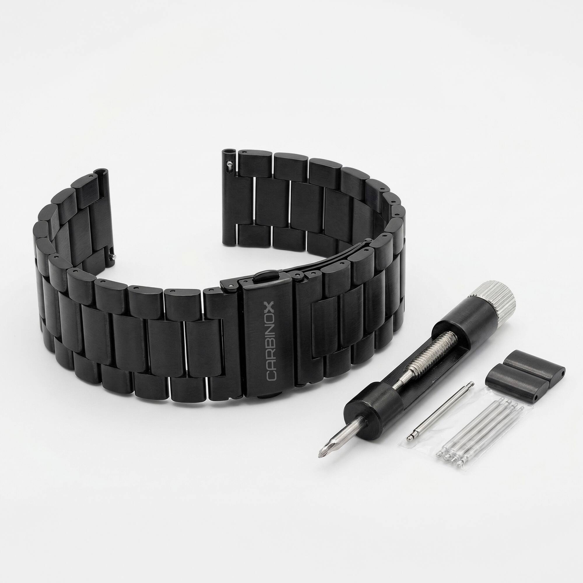Alt View 1. Carbinox - CARBINOX Metal Band Durable 22mm Compatible Smartwatches with Toolkit Included - Stainless Steel, Adjustable, Secure Fit - Black.