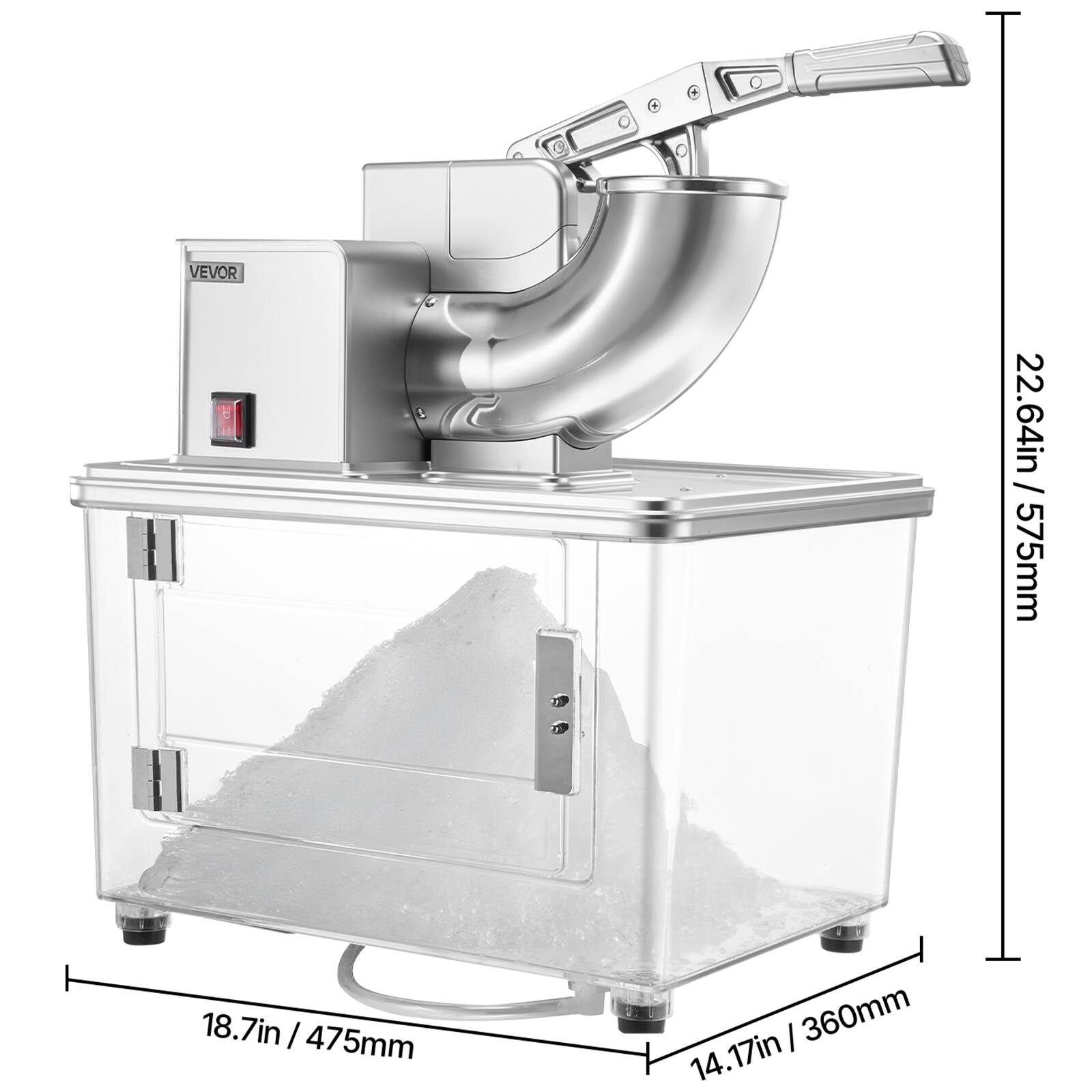 VEVOR Commercial Ice Crusher 661LBS/H,350W Electric Snow Cone