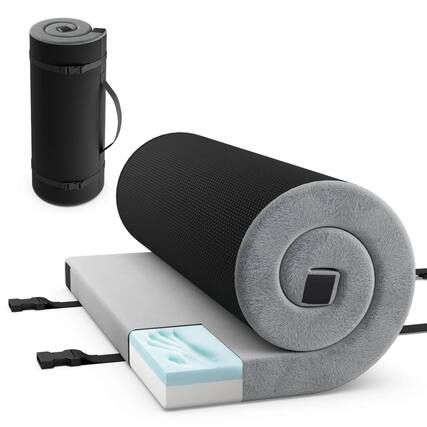 Front. Costway - Costway Memory Foam Camping Mattress with Anti-slip Bottom Travel Bag for Outdoor Sleeping Gray - Gray.