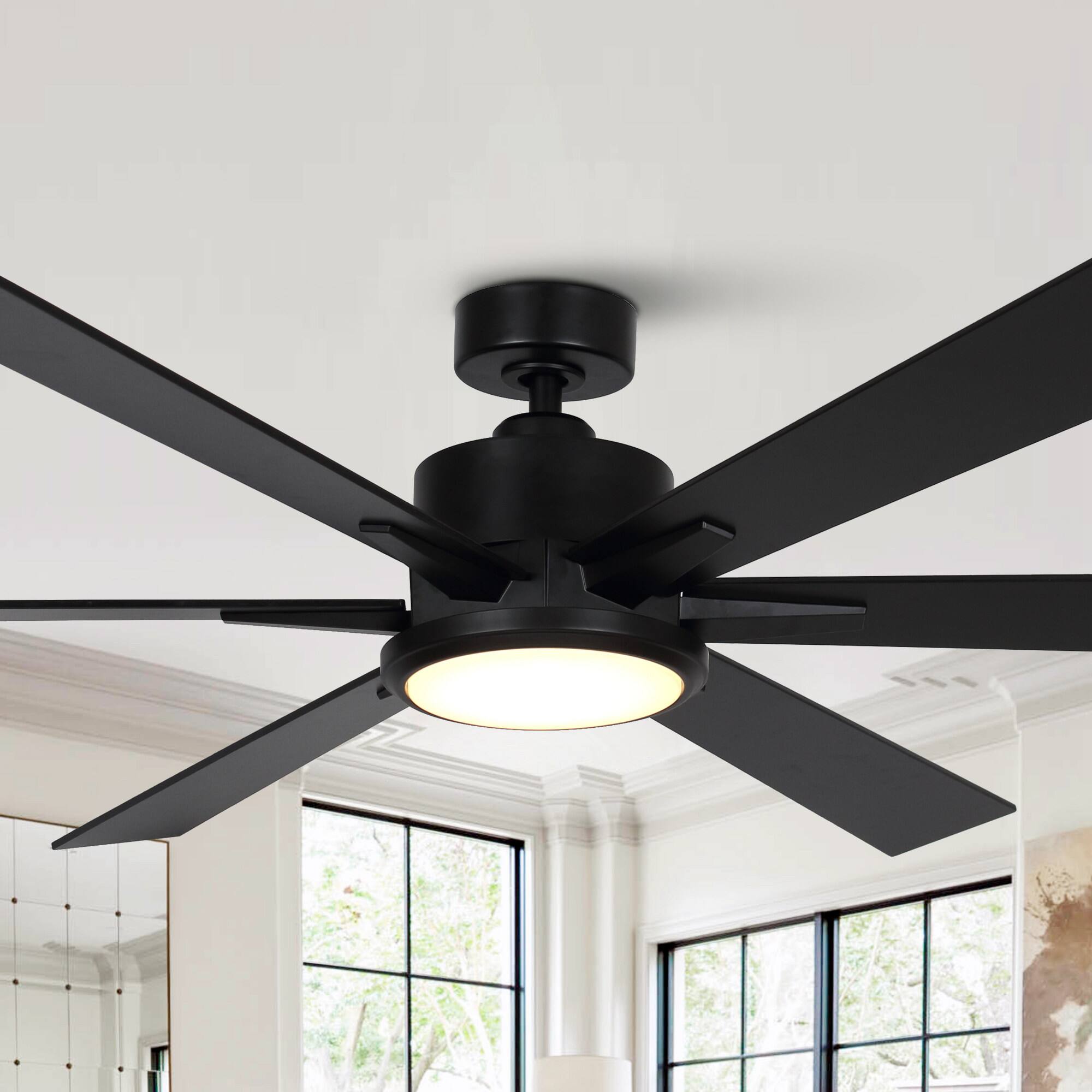 "Parrot Uncle - 65"" Modern 6-Blade LED Ceiling Fan with Remote Control - Black" price history on PriceWatchPro