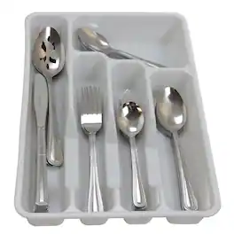 Gibson - Home Basic Living Aston 45 Piece Flatware Set with Plastic Tray - Silver