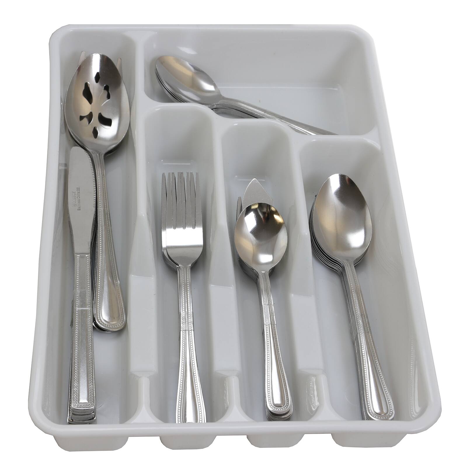 Front. Gibson - Gibson Home Basic Living Aston 45 Piece Flatware Set with Plastic Tray - Silver.
