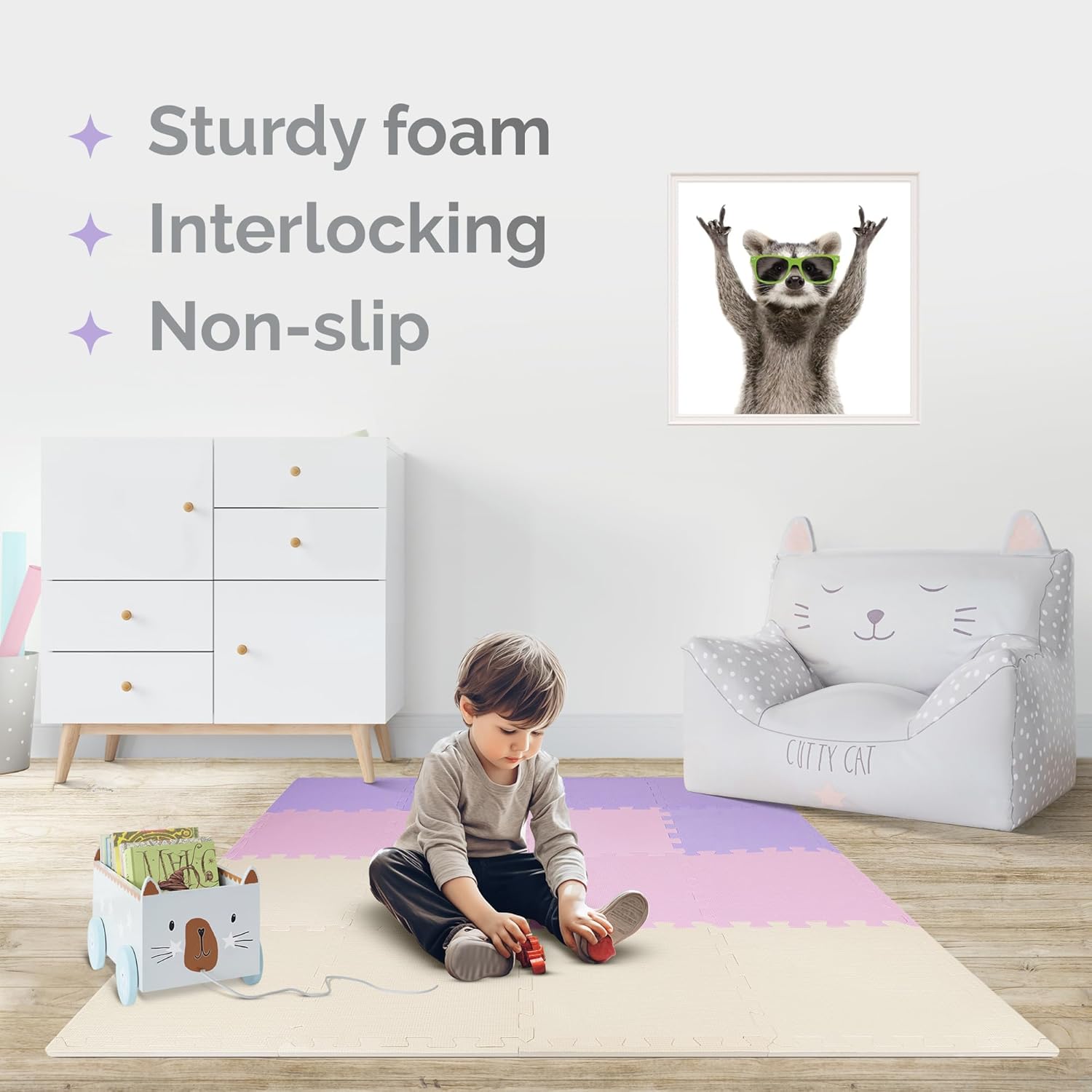 Sturdy foam, Interlocking, Non-slip