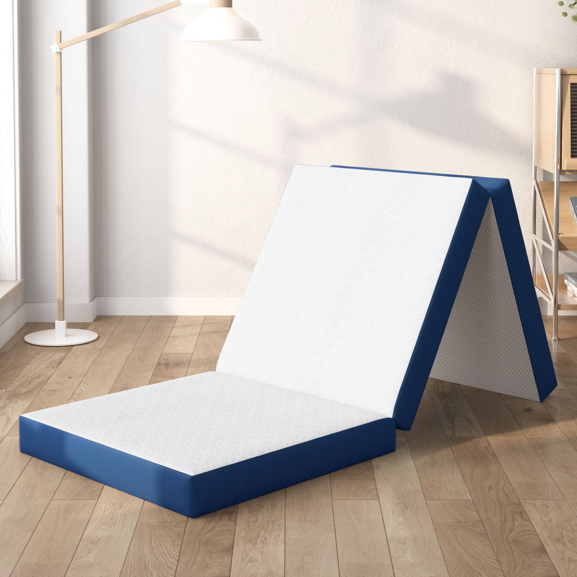 Alt View 1. Glintex - 4-Inch Single Tri-Fold Memory Foam Mattress, Portable Folding Bed, Medium Firm, Washable Cover, CertiPUR-US Certified - White.