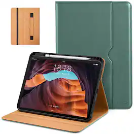 DTTO - Case for iPad 11th Gen 11" 2025 (A16) & 10th Gen 10.9" 2022, Leather Folio Cover with Pencil Holder & Auto Wake/Sleep - Midnight Green