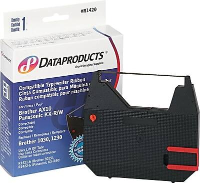 #R1420

DATAPRODUCTS
Brand Imaging Supplies

Compatible Typewriter Ribbon
Cinta Compatible para máquina
Ruban compatible pour machine

For / Para
Brother AX10
Panasonic KX-RW

Correctable / Corregible / Corrigible
Reemplaza / Remplace / Replaces
Brother 1030, 1230
Panasonic KX-R30

Guarantees Uses Correctora Utilise un Correcteur
Lift Off Tape
Utilise un Correcteur

Replaces / Remplace / Reemplaza
Brother 3015
Panasonic KX-R30

R1421-6 (Brother 3015)
R1422-6 (Panasonic KX-R30)

Quantity / Cantidad
1
