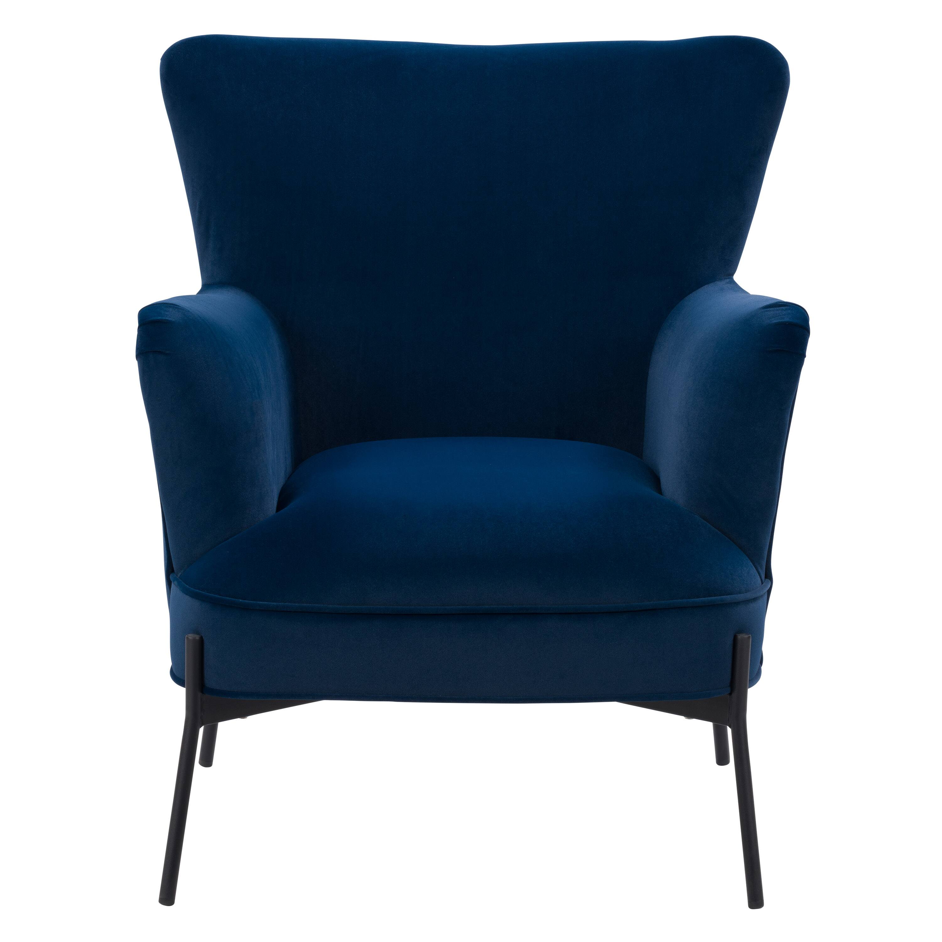 Front. CorLiving - Elwood Wingback Accent Chair - Blue.