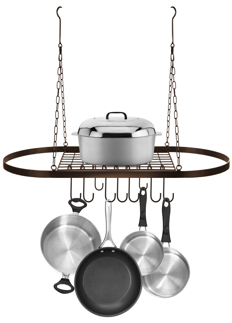 Alt View 2. Sorbus - Sorbus® Pot and Pan Rack for Ceiling with Hooks, Decorative Oval Mounted Storage Rack, Multi-Purpose Organizer for Home - Bronze.