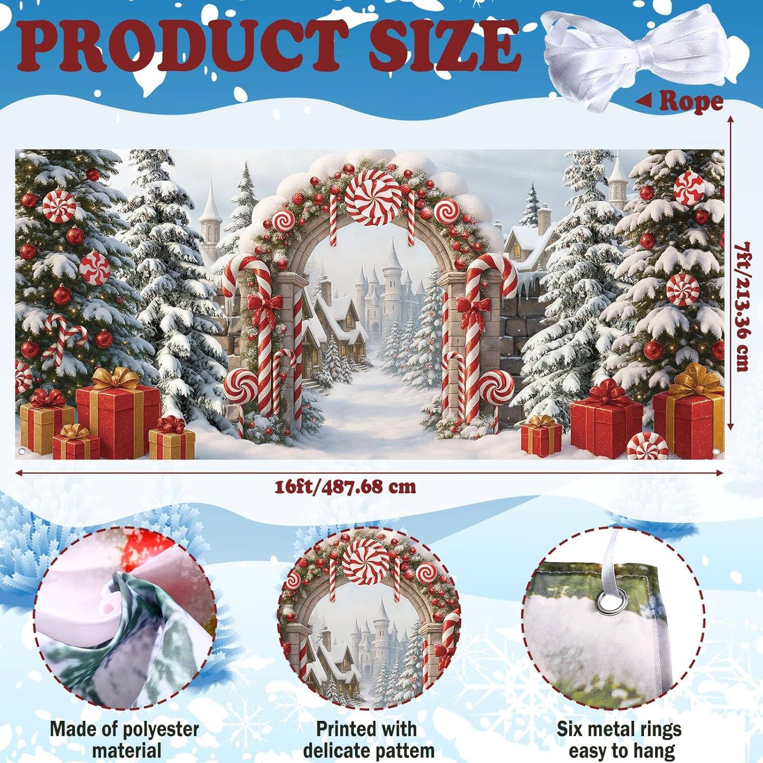 **PRODUCT SIZE**

- Rope: 7ft/213.36 cm, 16ft/487.68 cm

- Made of polyester material

- Printed with delicate pattern

- Six metal rings easy to hang