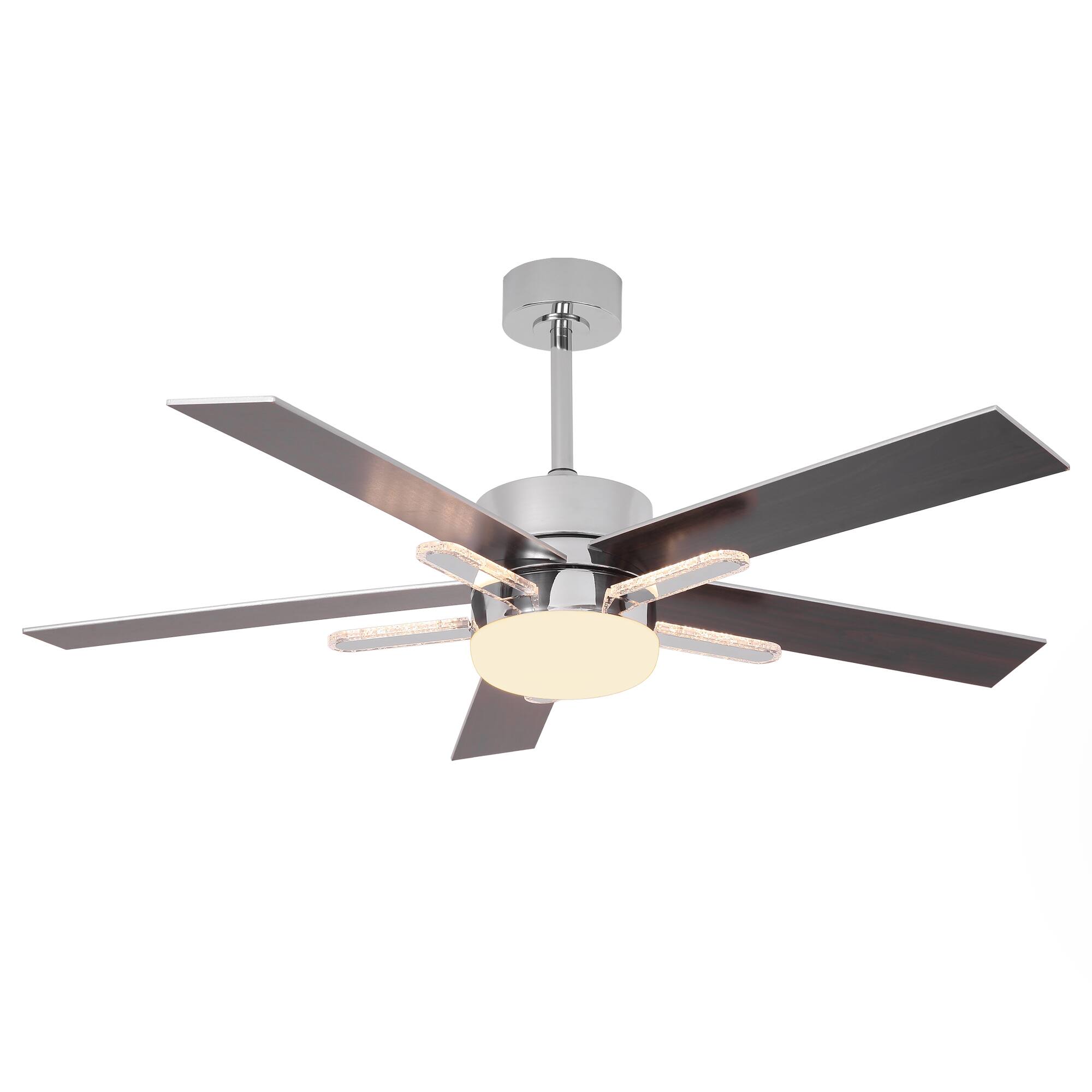 Alt View 8. Parrot Uncle - 52" Chrome Modern 3CCT Integrated LED Ceiling Fan with 5 Acrylic Bars and Remote - Chrome.