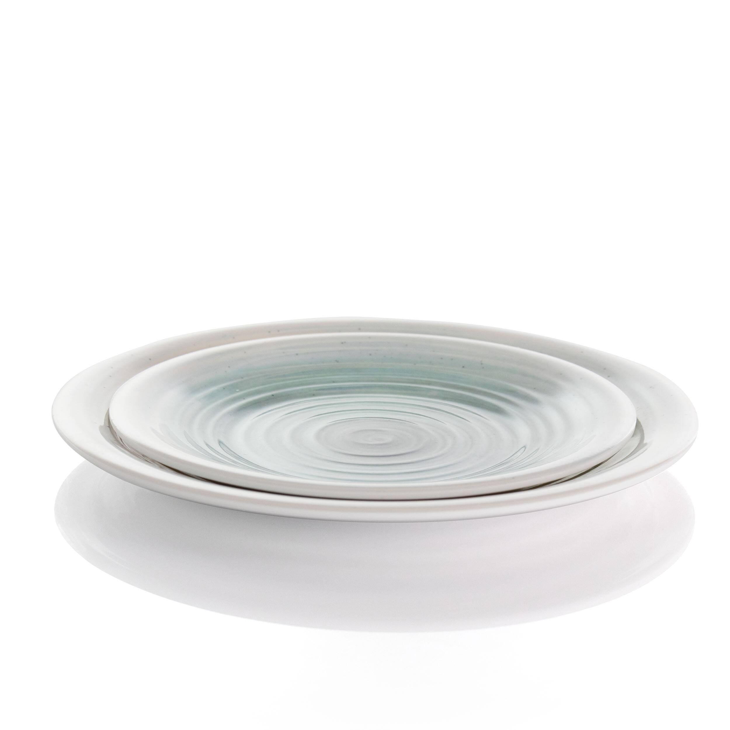 Alt View 5. Elama - Elama Potters Wheel 12 Piece Lightweight Melamine Dinnerware Set in Light Blue - Blue.