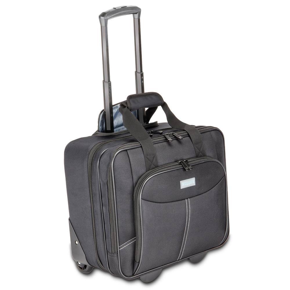 Front. Ruggard - Rolling Laptop Case Stylish 15.4" Laptop Pocket, 12.9" Tablet Pocket, Retractable Handle, Smooth 3" Casters - Black.