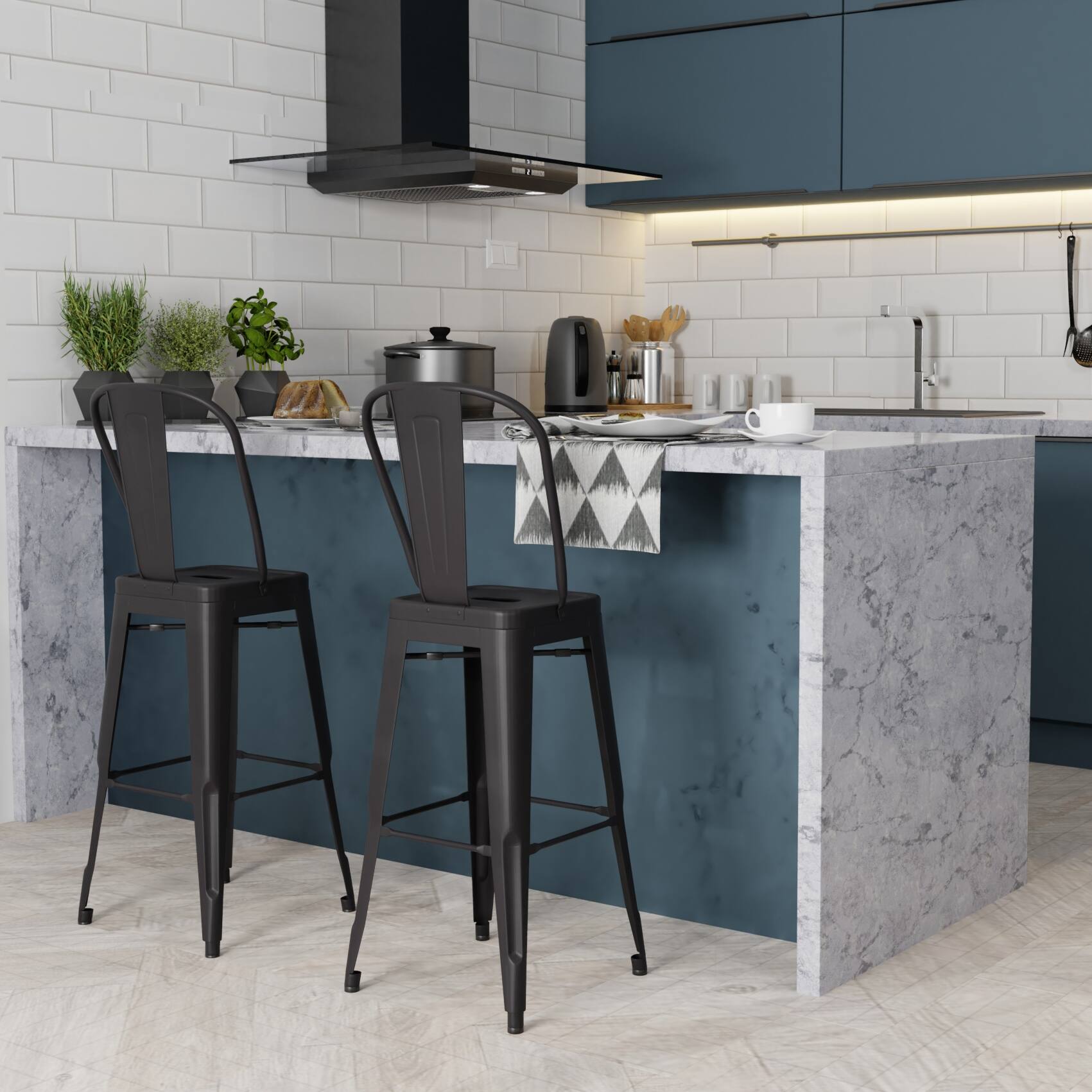 Left. Simpli Home - Fletcher Metal Bar Stool (set of 2) - Black.