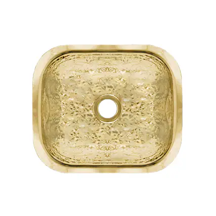 Front. Whitehaus - Rectangular Undermount Entertainment/Prep Sink with a Hammered Texture Surface - Brass.