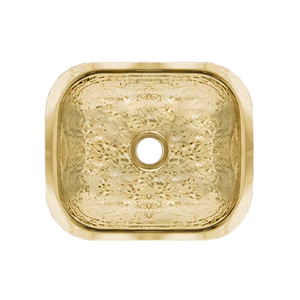 Front. Whitehaus - Rectangular Undermount Entertainment/Prep Sink with a Hammered Texture Surface - Brass.
