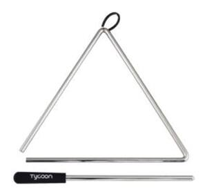 Front. Tycoon Percussion - 6 Inch Chrome Plated Triangle with Matching Steel Striker and Hanging Cord.