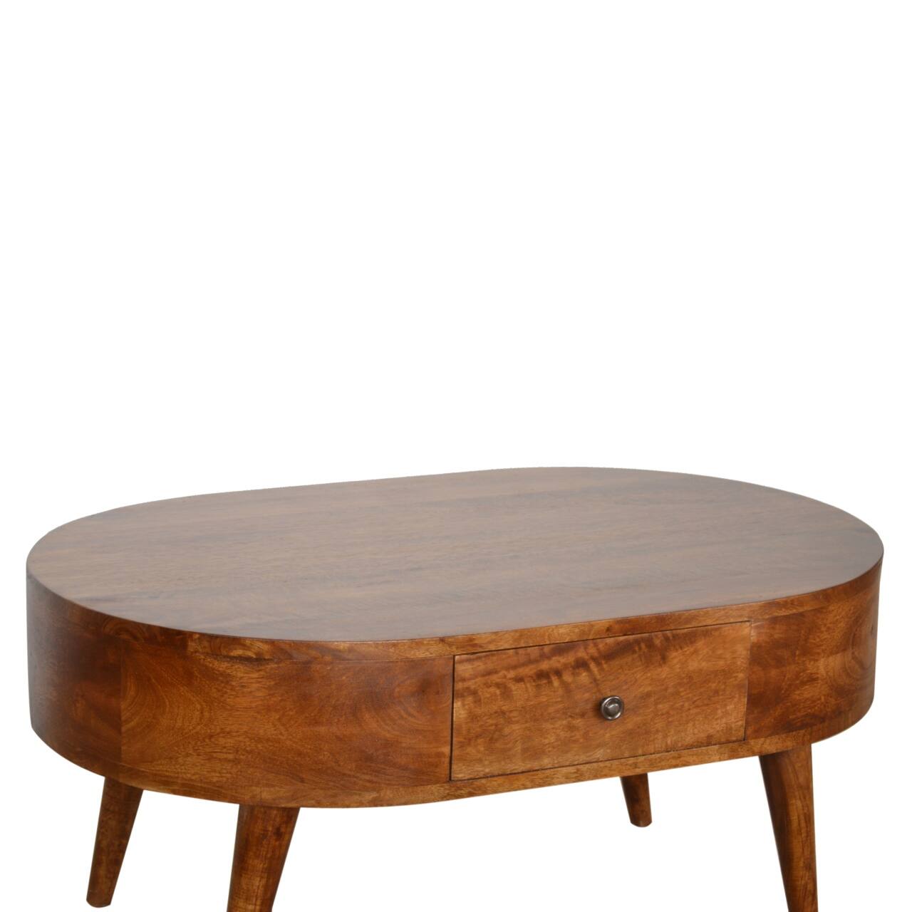 Back. Artisan Furniture - Artisan Furniture Solid Wood Chestnut Rounded Coffee Table, 2 Drawers, Brown - Brown.