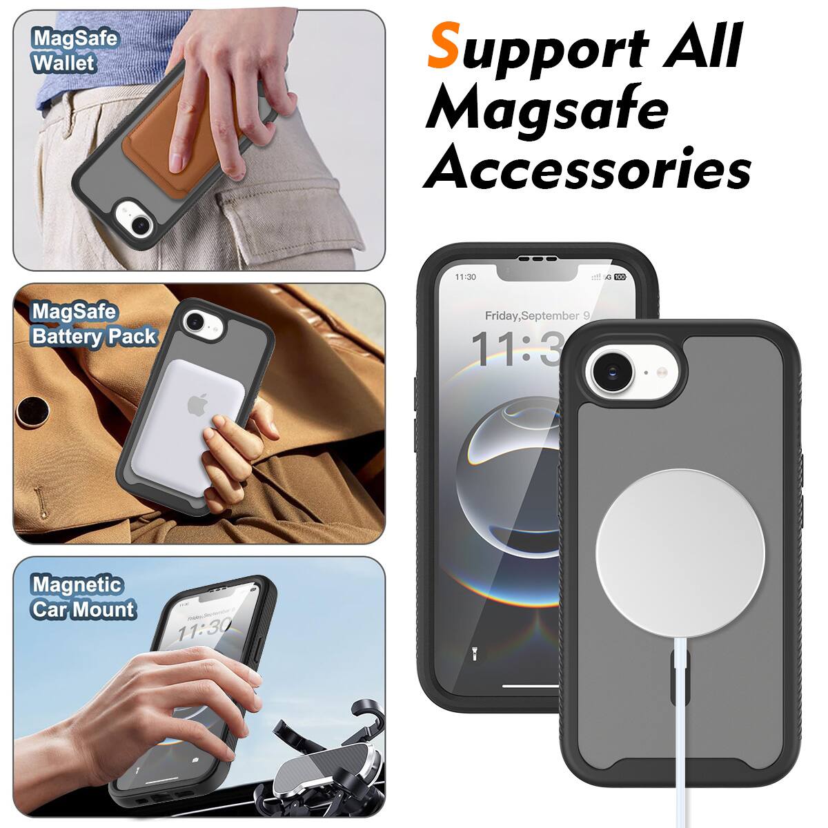 MagSafe Wallet Support All MagSafe Accessories

11:30 a.m. MagSafe Battery Pack

Friday, September 9

11:30 a.m. Magnetic Car Mount