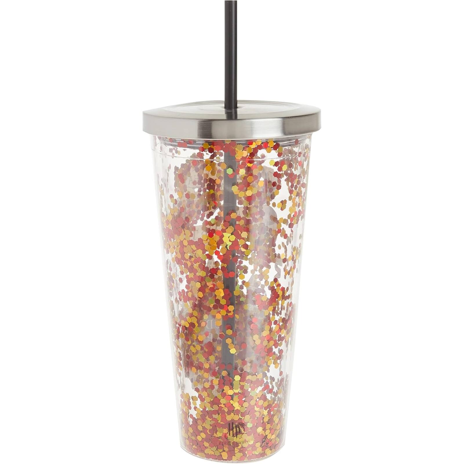 Left. Spoontiques - Spoontiques Harry Potter Marauders Map Double Walled Insulated Acrylic Tumbler Glitter Cup with Straw 20 ounce - Multicolor.