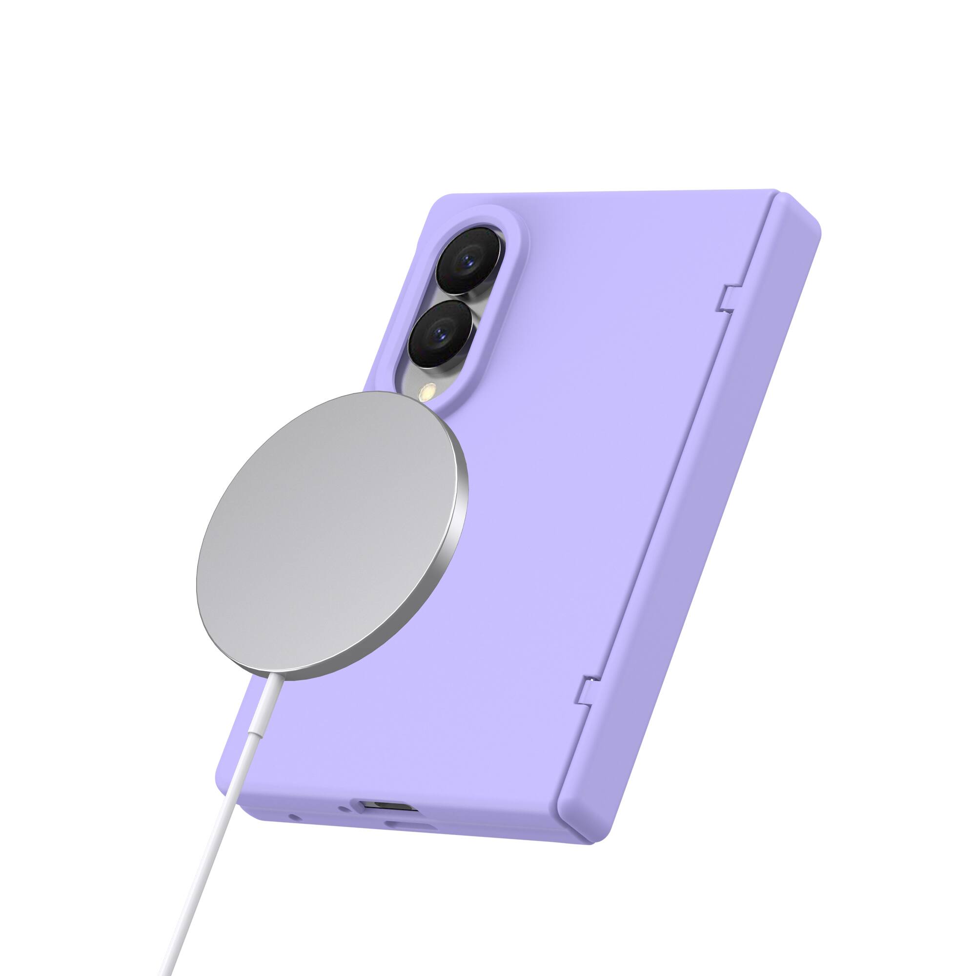 Angle. Dteck - Magnetic for Samsung Galaxy Z Fold8 Case with Screen Protector, Compatible with MagSafe, Full Body Hinge Protection - Purple.
