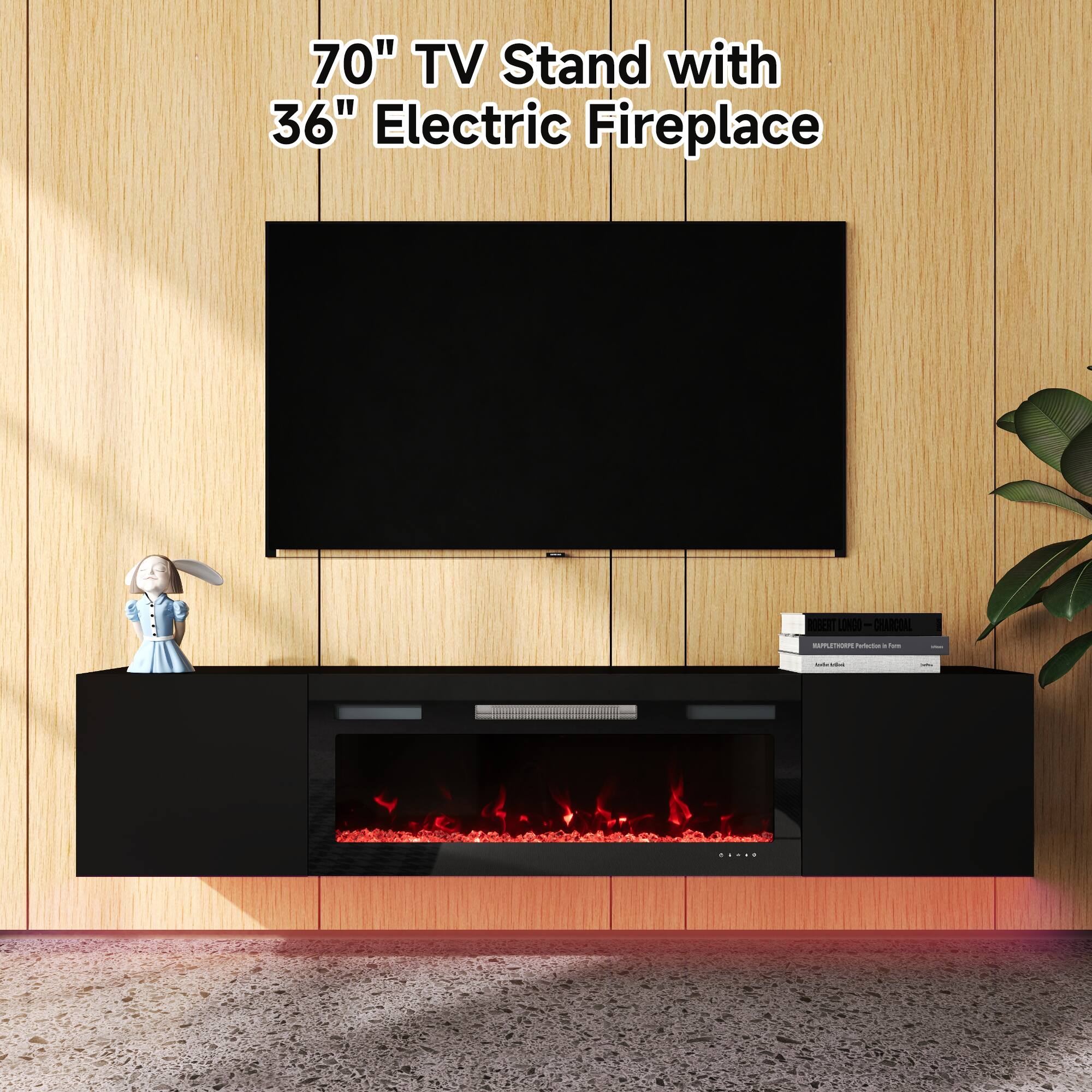 70" TV Stand with 36" Electric Fireplace