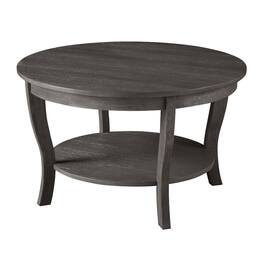 FurniFact - Gray Round Coffee Table with Shelf and Modern Design for Living Room - Wirebrush Dark Gray