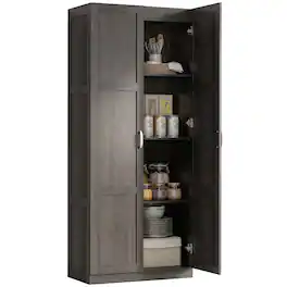 Homcom - Pantry Cabinet, 71" Tall Kitchen Pantry Storage Cabinet with Soft-Close Hinges - Dark Brown