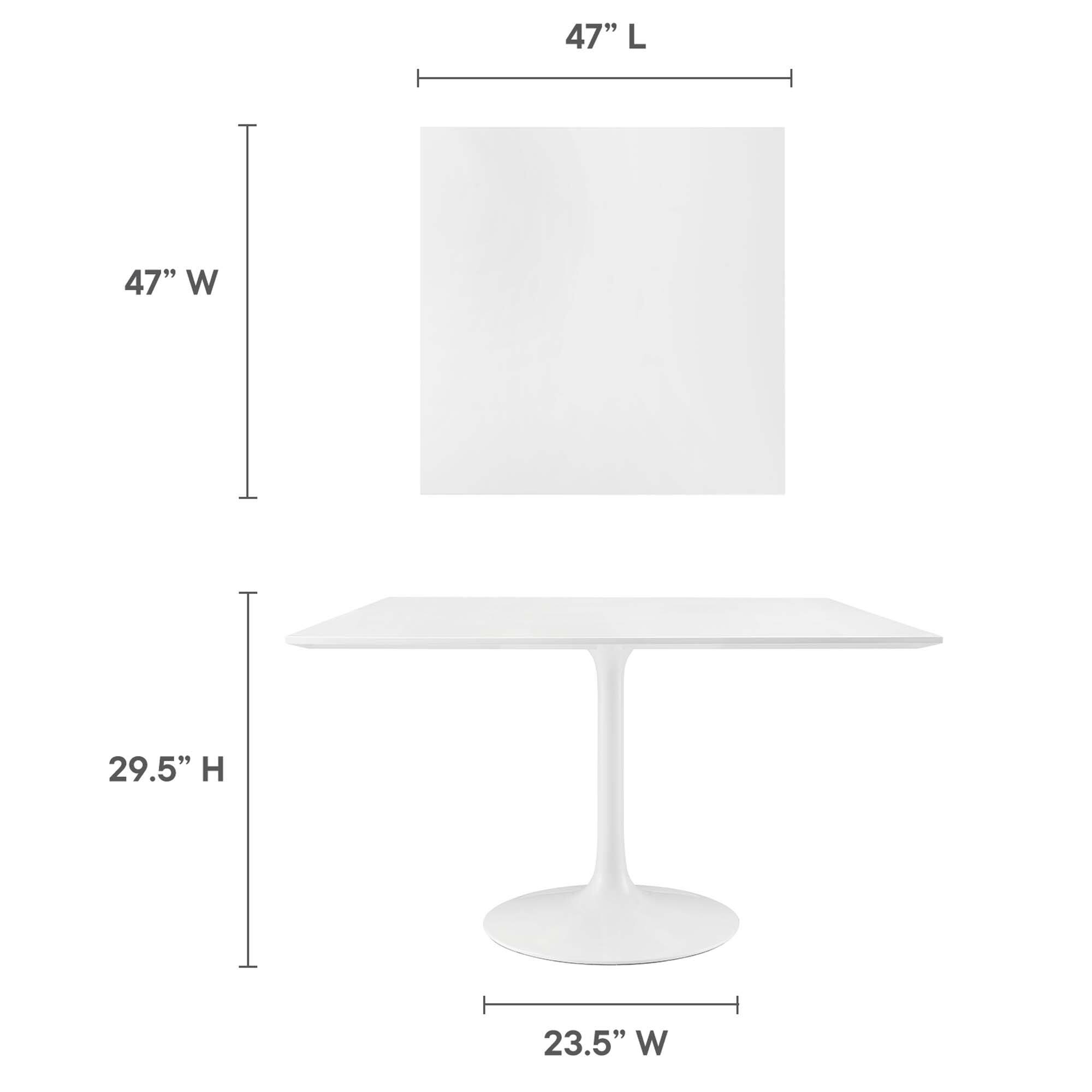 47" L x 47" W x 29.5" H x 23.5" W