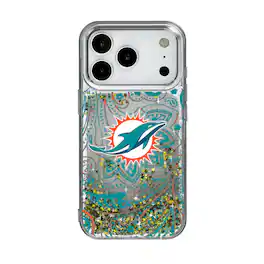 Keyscaper - NFL - Miami Dolphins iPhone Paisley Design Glitter Case - 15 - Multicolor