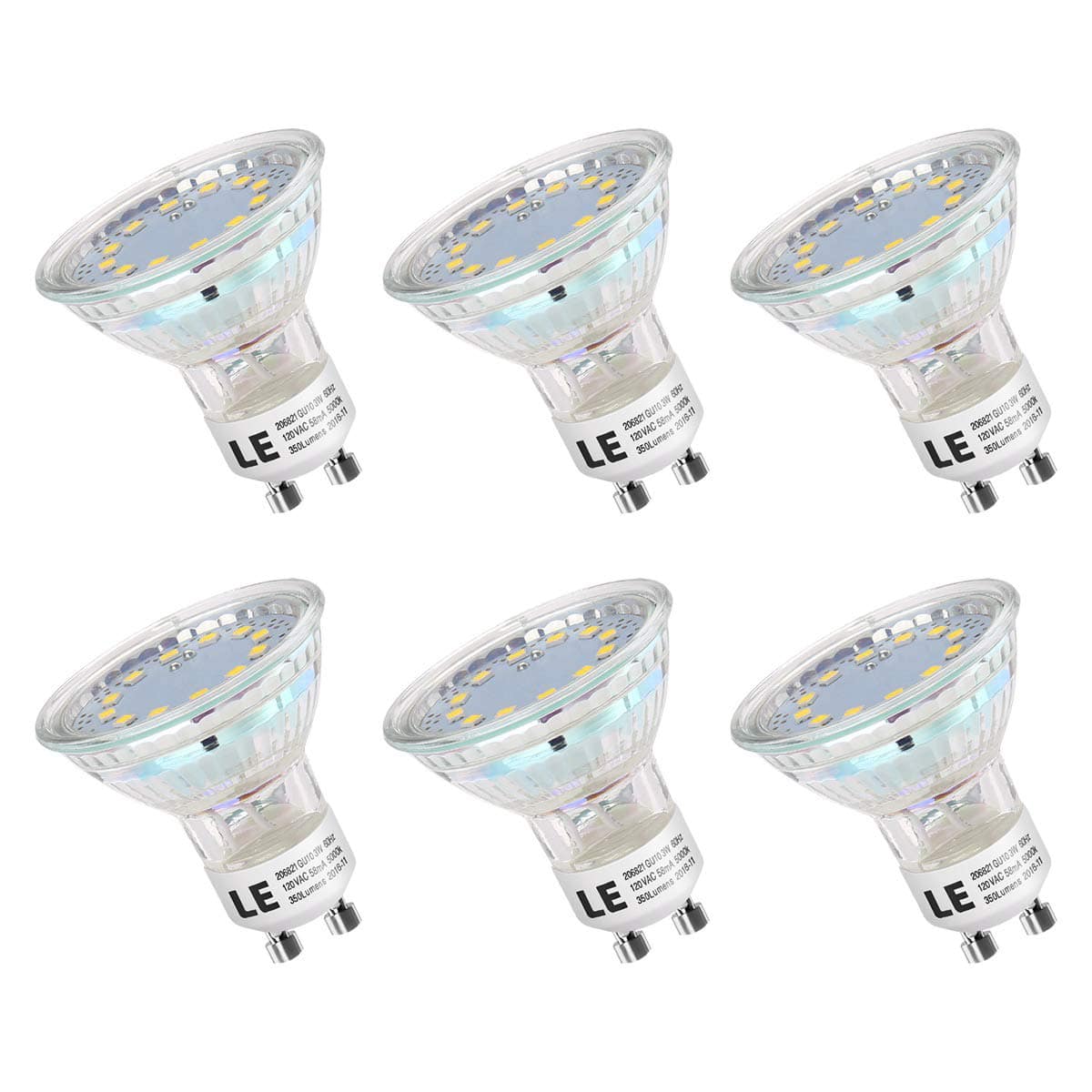 Lepro - LED Reflector Light Bulbs, 4W 350LM, GU10 PAR16, 5000K 6-Pack - Daylight White