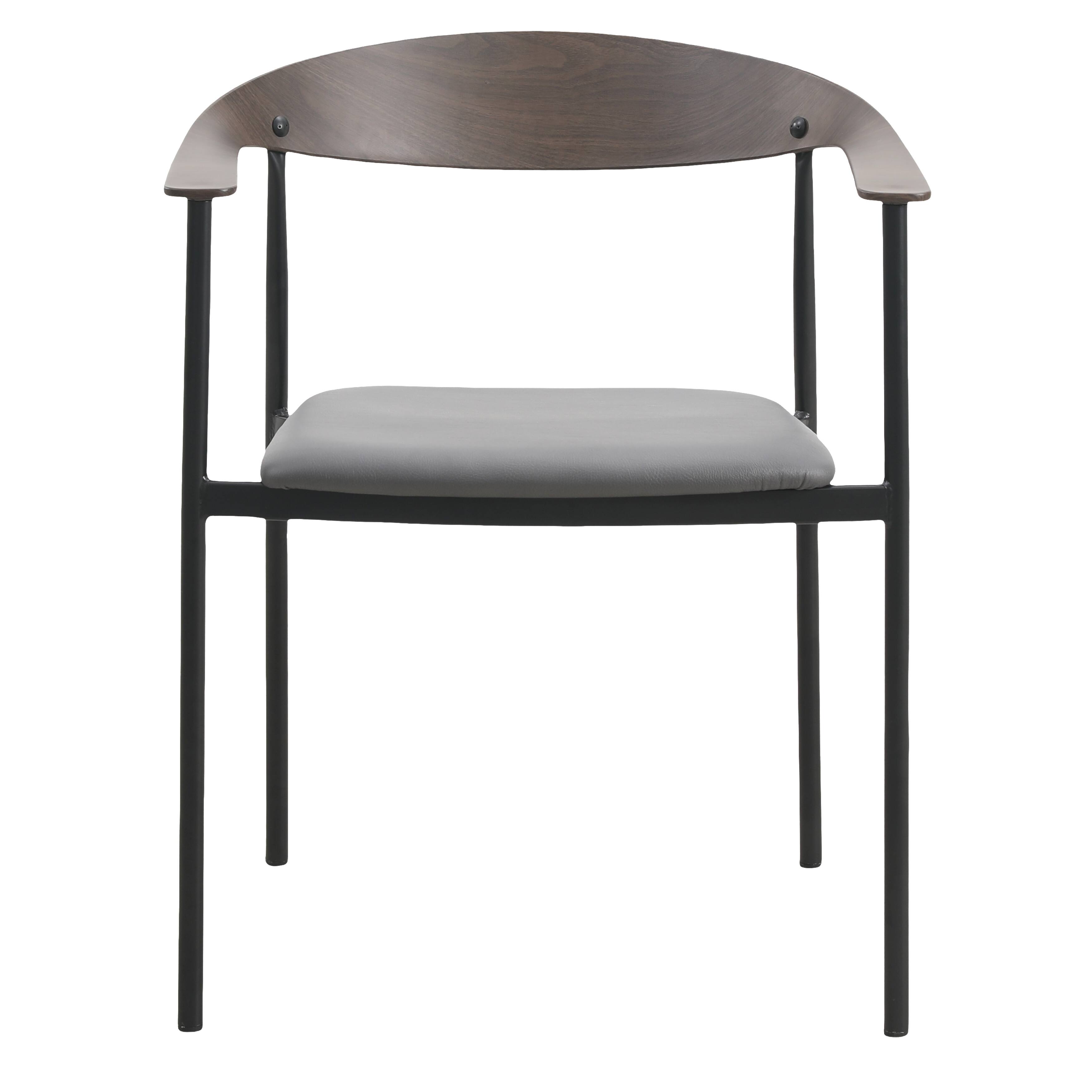 Alt View 2. LeisureMod - Kora Modern Faux Leather Dining Chair, Open Back Accent Kitchen Chair, Fully Assembled - Charcoal.