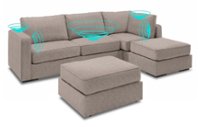 Lovesac - 5 Seats + 5 Sides Corded Velvet & Lovesoft with 6 Speaker Immersive Sound + Charge System - Venetian Taupe - Front_Zoom