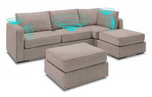 Lovesac - 5 Seats + 5 Sides Corded Velvet & Lovesoft with 6 Speaker Immersive Sound + Charge System - Venetian Taupe - Front_Zoom