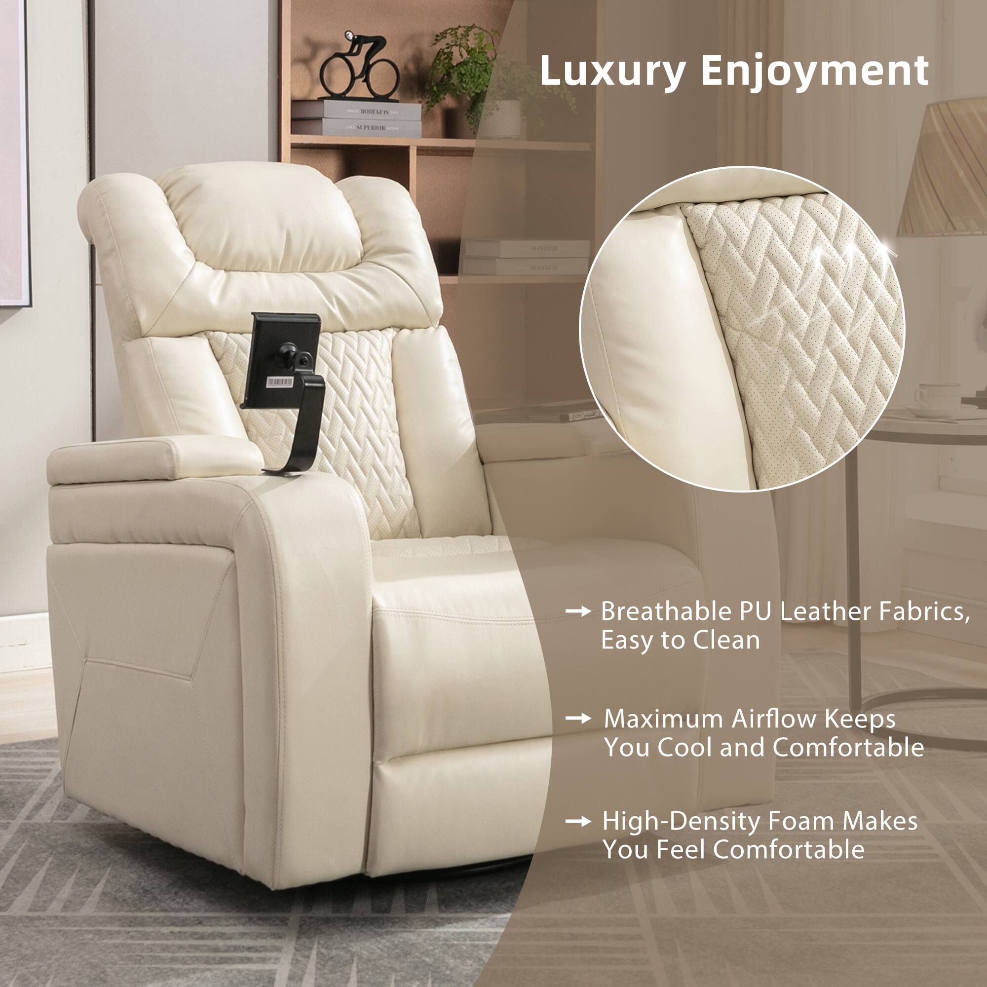 Luxury Enjoyment

- Breathable PU Leather Fabrics, Easy to Clean
- Maximum Airflow Keeps You Cool and Comfortable
- High-Density Foam Makes You Feel Comfortable