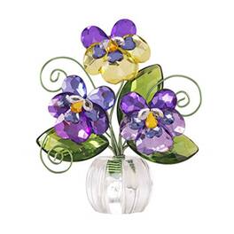 Ganz - Pansy Posy Pot Acrylic Multicolored Flower Figurine 4 inch - Purple
