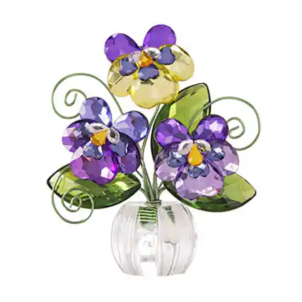 Front. Ganz - Ganz Pansy Posy Pot Acrylic Multicolored Flower Figurine 4 inch - Purple.