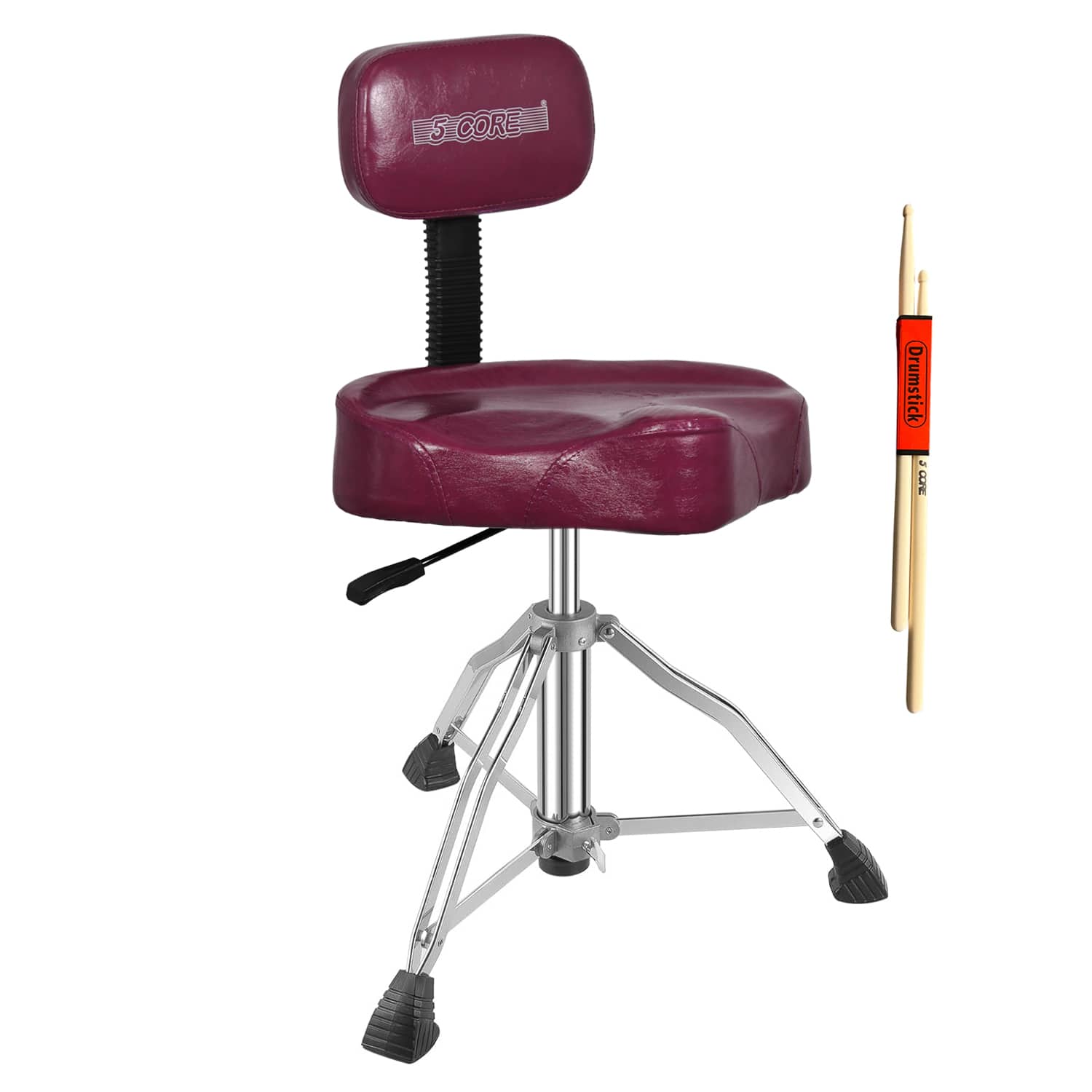 "5 CORE - Drum Throne w Backrest 4"" Padded Stool Adjustable 24.5"" Drummer Chair w 441Lb Capacity - Purple" price history on PriceWatchPro