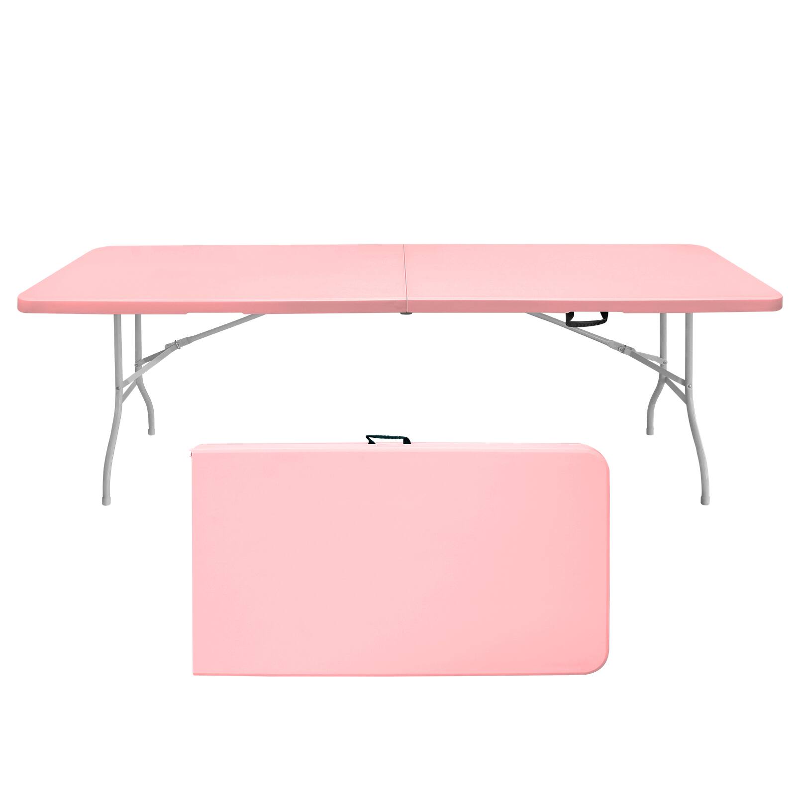 ELEMENT ACE - 8ft Folding Table, Portable Plastic Table for Camping, Picnics, Parties, High Load Bearing Foldable Table - Pink