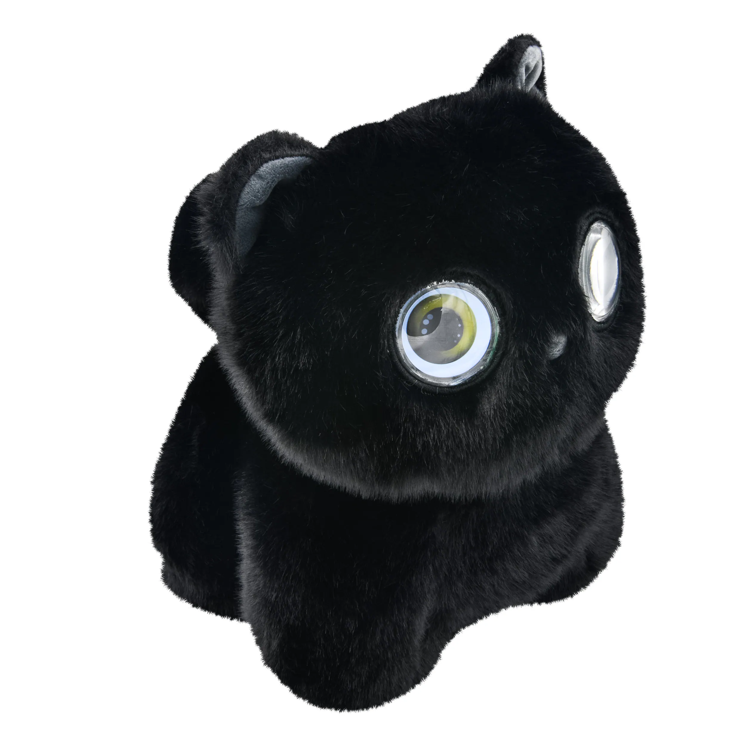 Angle. Contixo - AI Pixie-Paw Smart Interactive Plush Cat – AI Companion Stuffed Toy with Voice, Expressive Eyes & Touch-Activated Play - Black.