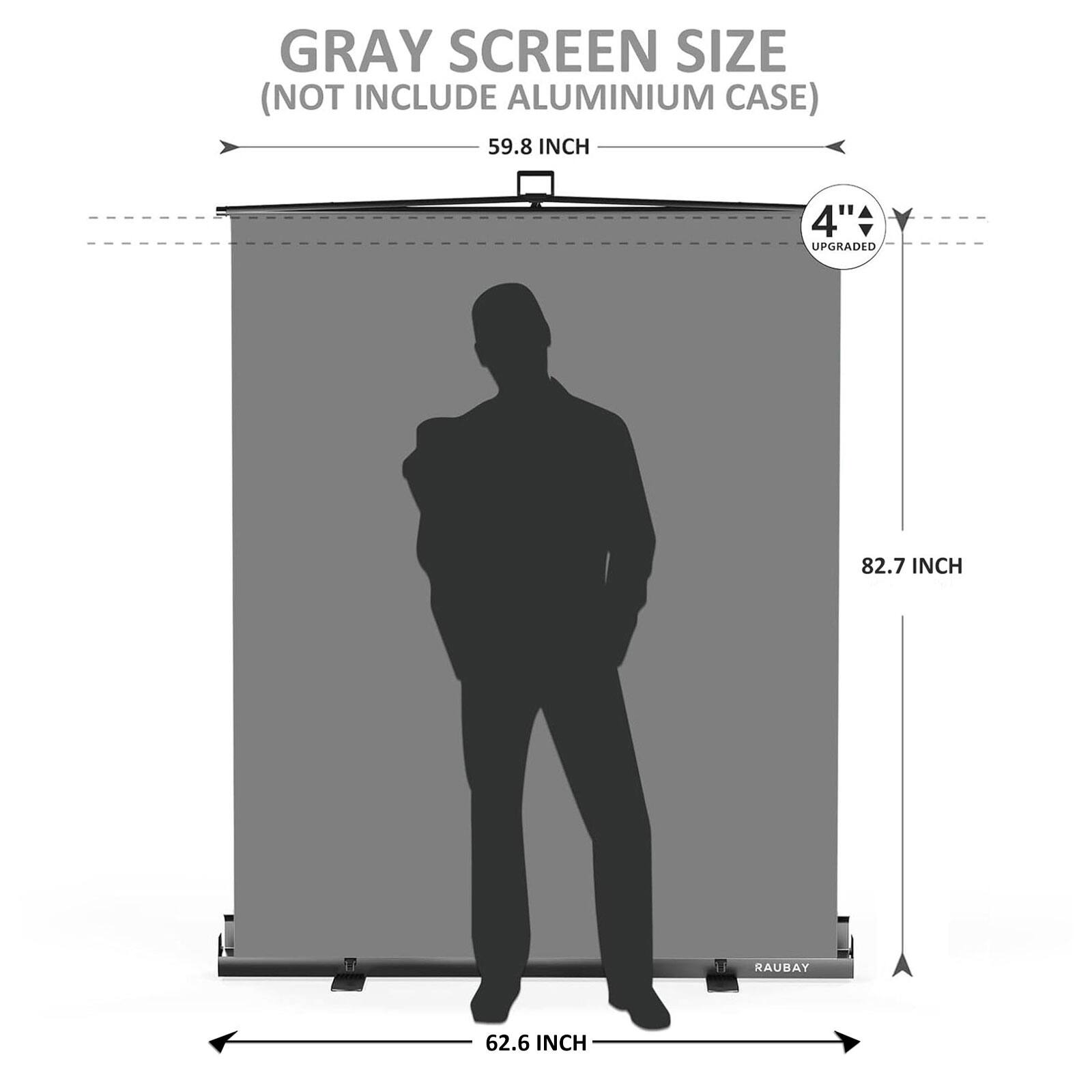 GRAY SCREEN SIZE (NOT INCLUDE ALUMINIUM CASE) 59.8 INCH 82.7 INCH 62.6 INCH