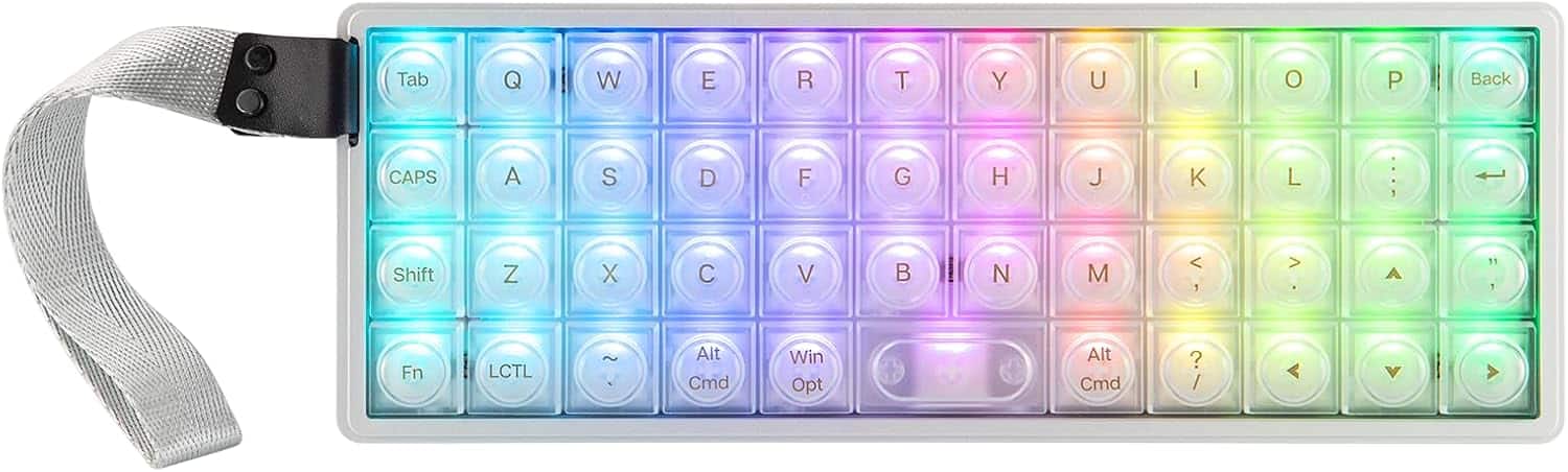 EPOMAKER - Luma40 Low Profile Mechanical Keyboard with QMK/VIA & CNC Metal, Transparent PC Keycap - White