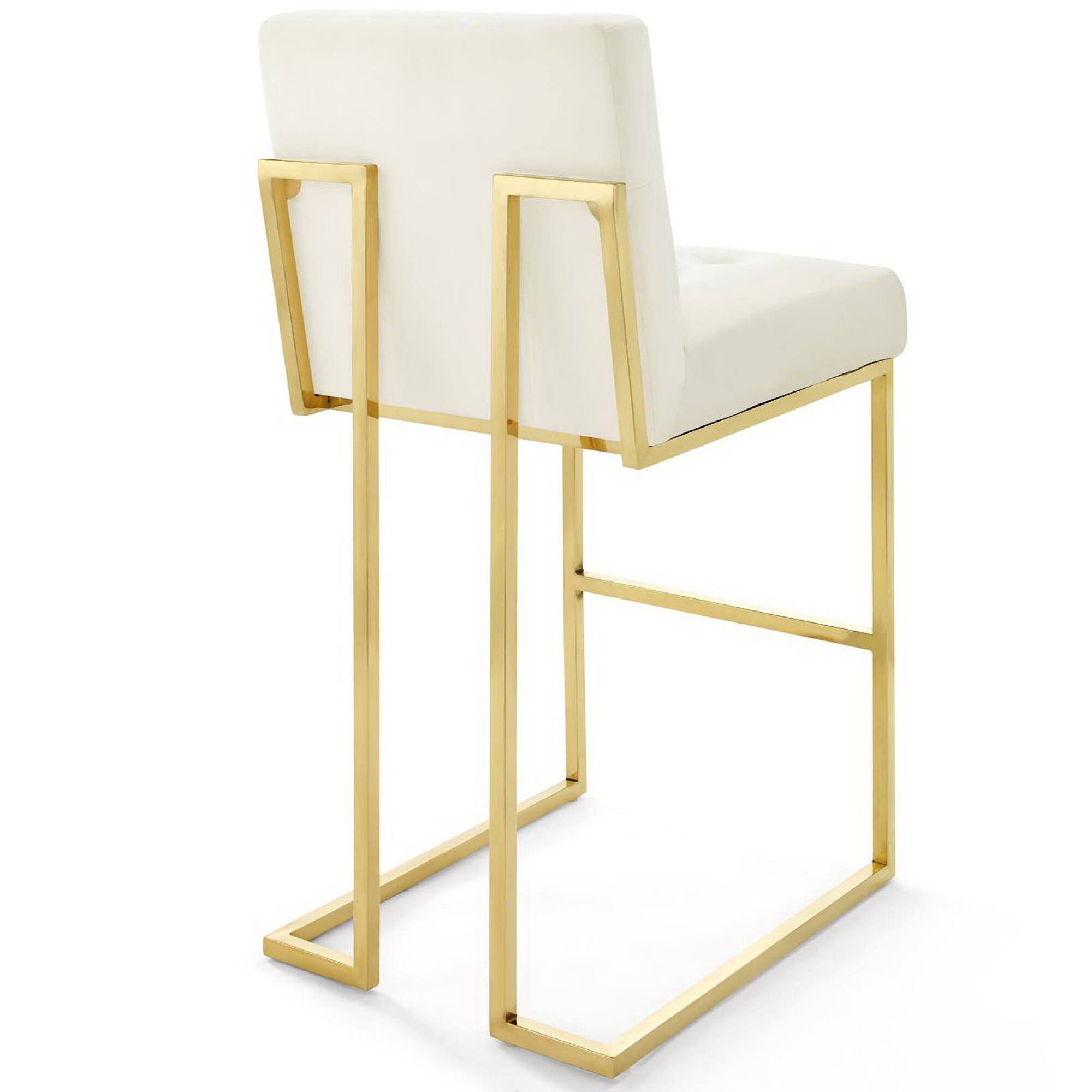 Back. Modway - Privy Gold Stainless Steel Performance Velvet Bar Stool Set of 2 by Modway - Gold Ivory.