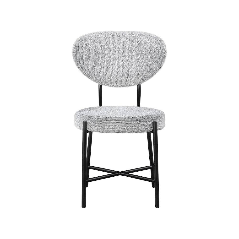 Alt View 2. Meridian Furniture - Allure Grey Boucle Fabric Dining Chair, Set of 2 - Grey.