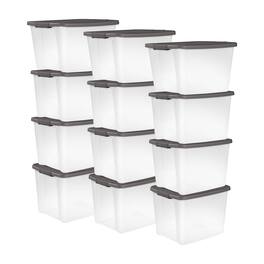 Sterilite - ShelfTotes 50 Quart Latched Plastic Storage Container, (12 Pack) - Clear